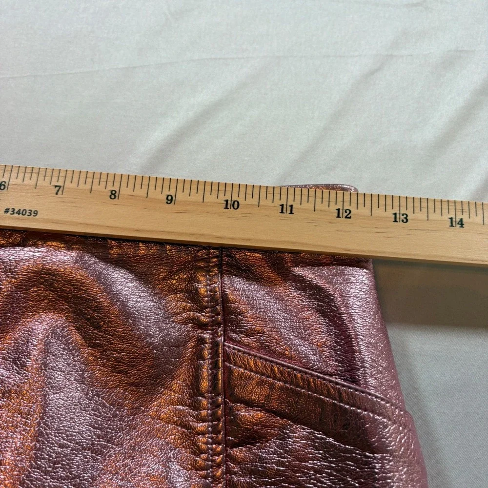 Art Class Metallic Mini Skirt Girls Large 10/12 Rose Gold Faux Leather A-Line